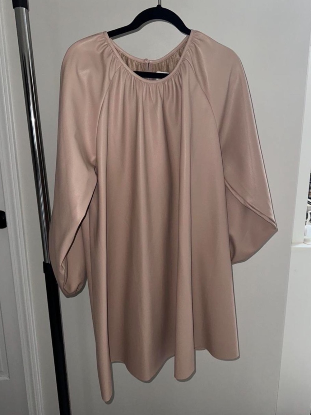 Nude Leather Mini Shift Dress